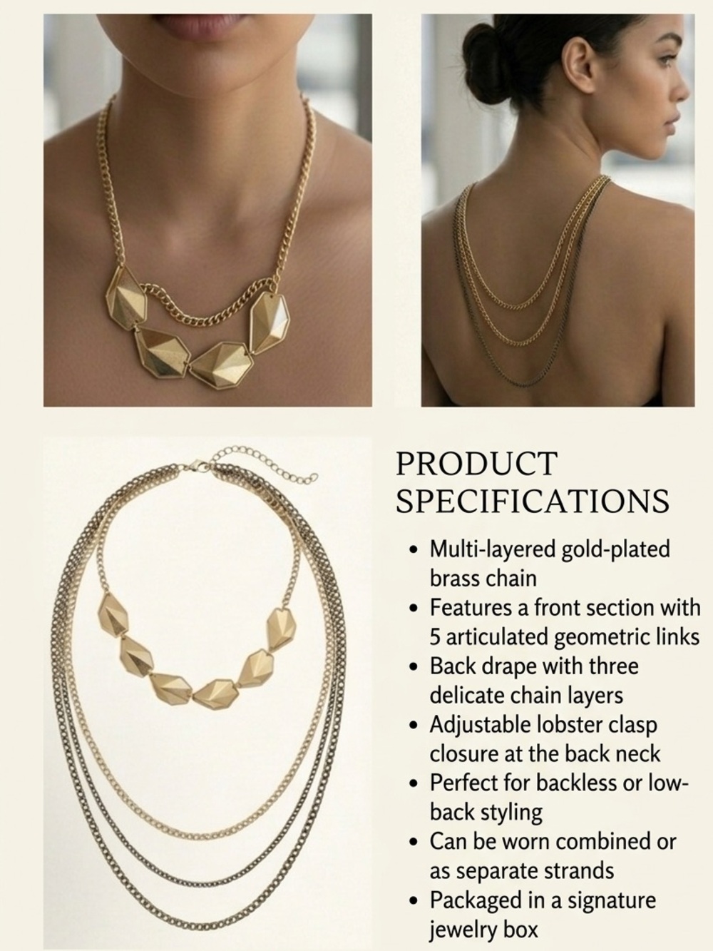 Gold Geometric Statement Necklace - Women Jewelry